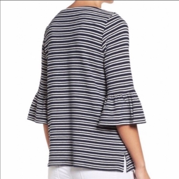 ANTHROPOLOGIE Pleione Striped Flare Sleeve Top - Picture 4 of 9